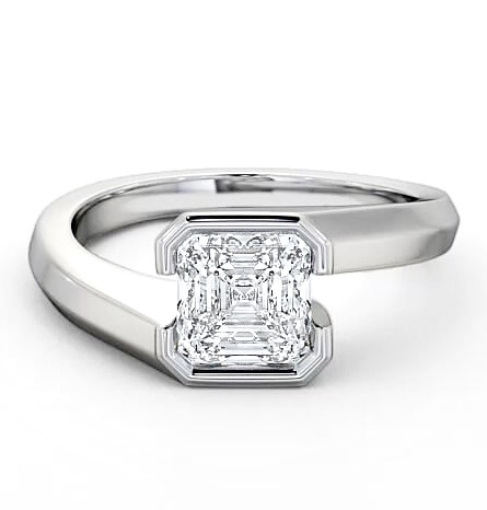 Asscher Diamond Bezel Tension Style Ring 9K White Gold Solitaire ENAS9_WG_THUMB1