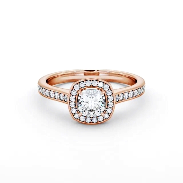Halo Cushion Diamond Engagement Ring 18K Rose Gold - Malana ENCU10_RG_HAND