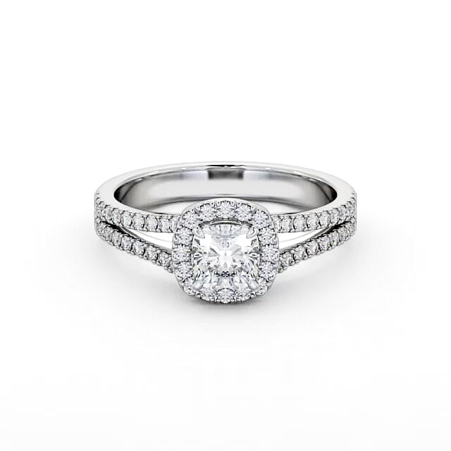 Halo Cushion Diamond Engagement Ring 18K White Gold - Averly ENCU11_WG_HAND