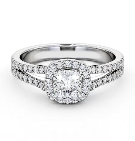 Halo Cushion Diamond Split Band Engagement Ring 18K White Gold ENCU11_WG_THUMB2 