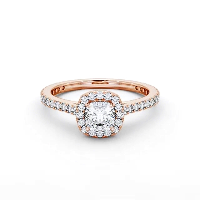 Halo Cushion Diamond Engagement Ring 18K Rose Gold - Emarie ENCU12_RG_HAND
