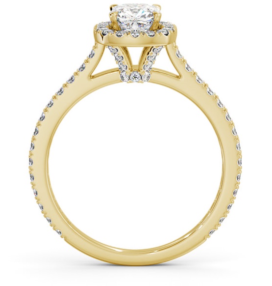 Halo Cushion Ring with Diamond Set Supports 9K Yellow Gold ENCU12_YG_THUMB1 