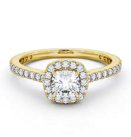 Halo Cushion Ring with Diamond Set Supports 9K Yellow Gold ENCU12_YG_THUMB2 
