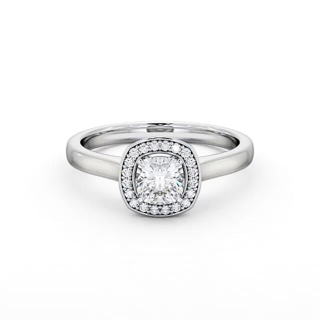 Halo Cushion Diamond Engagement Ring 18K White Gold - Saniya ENCU13_WG_HAND