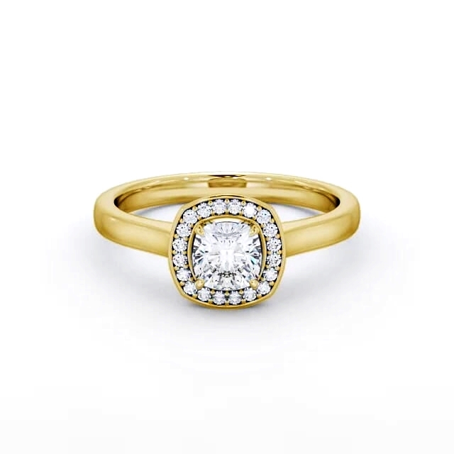 Halo Cushion Diamond Engagement Ring 18K Yellow Gold - Saniya ENCU13_YG_HAND