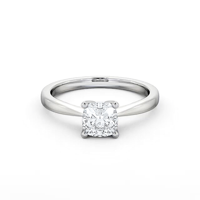 Cushion Diamond Engagement Ring 18K White Gold Solitaire - Sora ENCU14_WG_HAND