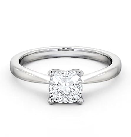 Cushion Diamond Tapered Band Engagement Ring Platinum Solitaire ENCU14_WG_THUMB2 
