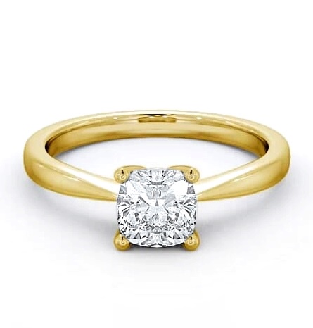 Cushion Diamond Tapered Band Engagement Ring 9K Yellow Gold Solitaire ENCU14_YG_THUMB1