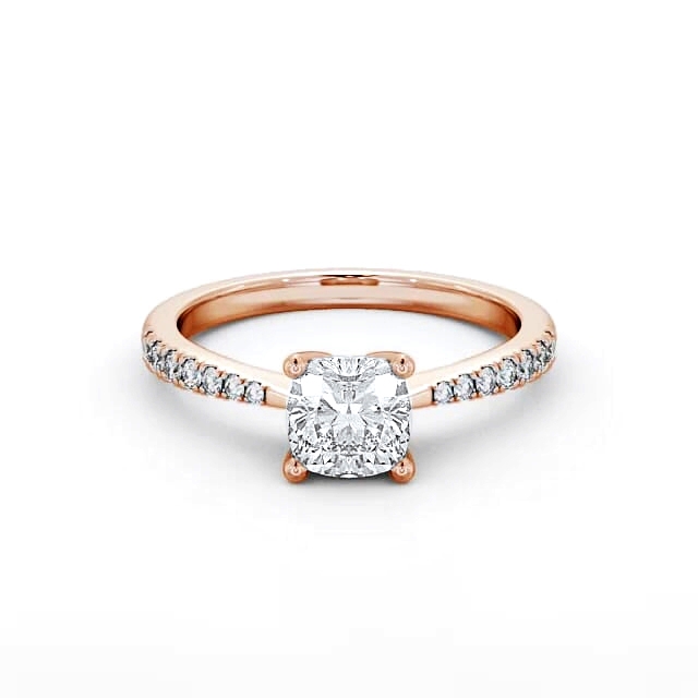 Cushion Diamond Engagement Ring 18K Rose Gold Solitaire With Side Stones - Jessica ENCU14S_RG_HAND