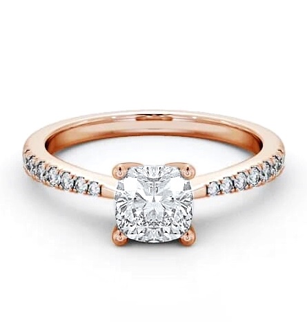 Cushion Diamond Tapered Band Engagement Ring 18K Rose Gold Solitaire ENCU14S_RG_THUMB1
