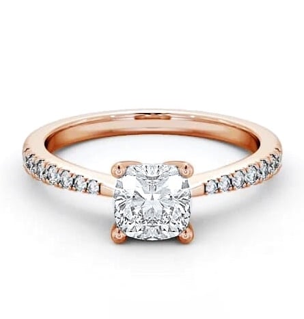 Cushion Diamond Tapered Band Engagement Ring 9K Rose Gold Solitaire ENCU14S_RG_THUMB2 