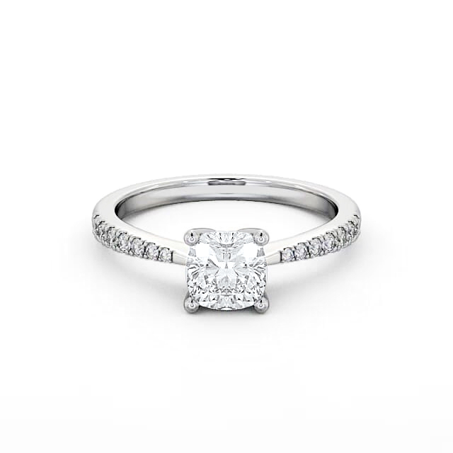 Cushion Diamond Engagement Ring 18K White Gold Solitaire With Side Stones - Jessica ENCU14S_WG_HAND
