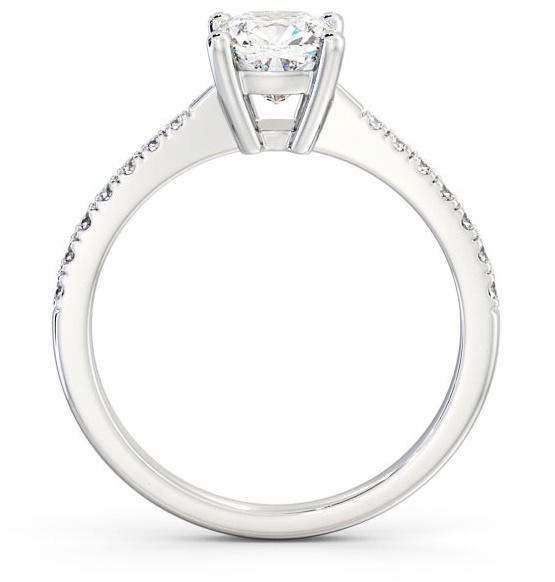 Cushion Diamond Tapered Band Engagement Ring 18K White Gold Solitaire ENCU14S_WG_THUMB1 