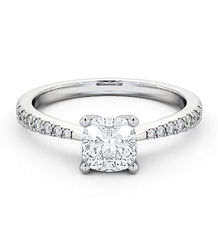 Cushion Diamond Tapered Band Engagement Ring 18K White Gold Solitaire ENCU14S_WG_THUMB2 