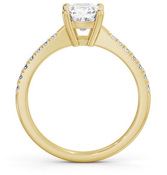 Cushion Diamond Tapered Band Engagement Ring 9K Yellow Gold Solitaire ENCU14S_YG_THUMB1 