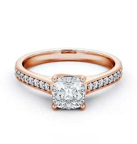 Cushion Diamond Trellis Design Engagement Ring 18K Rose Gold Solitaire ENCU15S_RG_THUMB2 