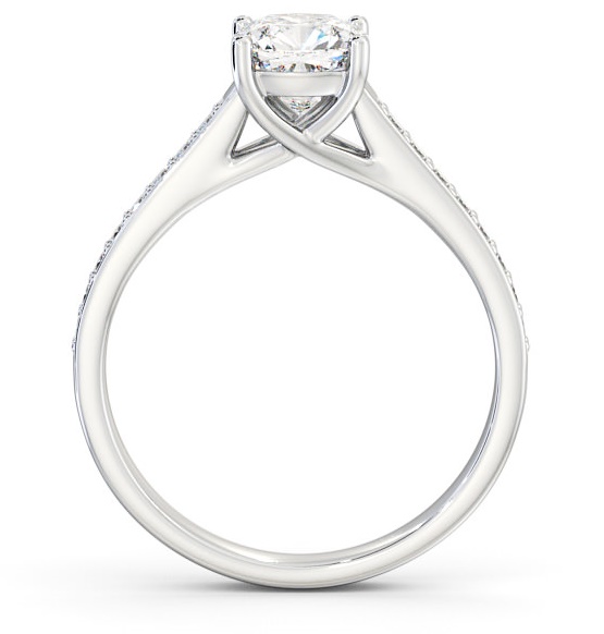 Cushion Diamond Trellis Design Ring 18K White Gold Solitaire ENCU15S_WG_THUMB1 