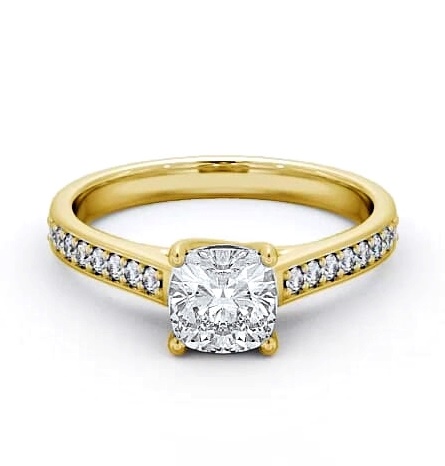 Cushion Diamond Trellis Design Ring 18K Yellow Gold Solitaire ENCU15S_YG_THUMB1