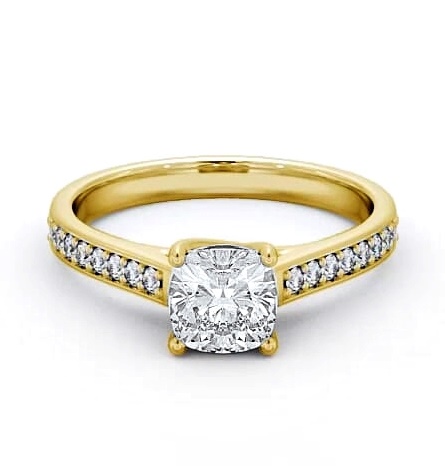 Cushion Diamond Trellis Design Ring 18K Yellow Gold Solitaire ENCU15S_YG_THUMB2 