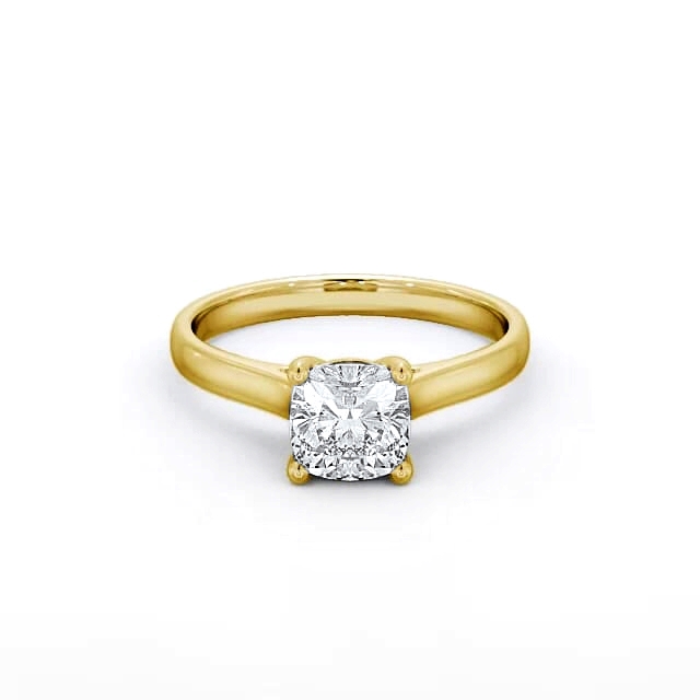 Cushion Diamond Engagement Ring 18K Yellow Gold Solitaire - Jimena ENCU16_YG_HAND