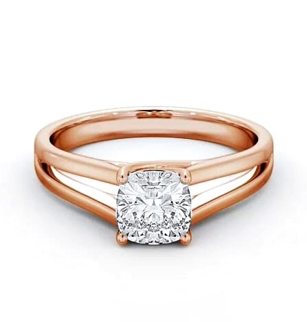 Cushion Diamond Split Band Engagement Ring 18K Rose Gold Solitaire ENCU17_RG_THUMB2 
