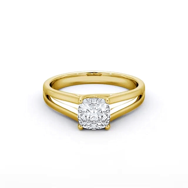 Cushion Diamond Engagement Ring 18K Yellow Gold Solitaire - Samora ENCU17_YG_HAND