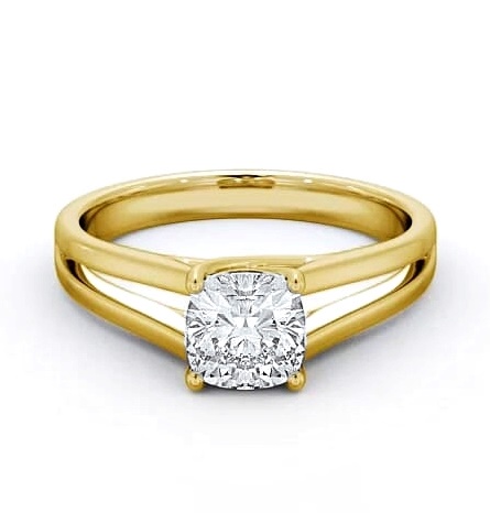 Cushion Diamond Split Band Engagement Ring 18K Yellow Gold Solitaire ENCU17_YG_THUMB1