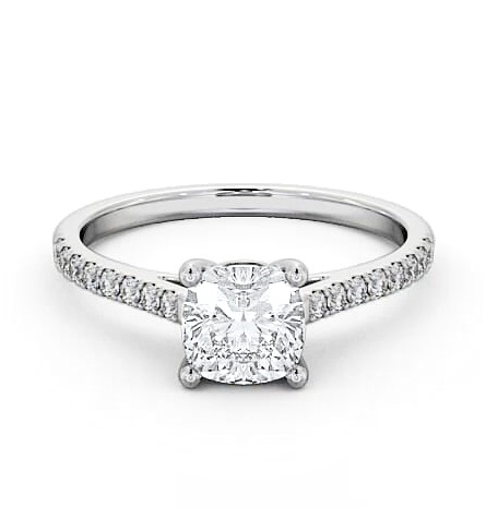 Cushion Diamond Classic 4 Prong Engagement Ring Palladium Solitaire ENCU18_WG_THUMB1
