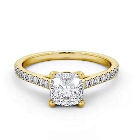 Cushion Diamond Classic 4 Prong Ring 18K Yellow Gold Solitaire ENCU18_YG_THUMB2 