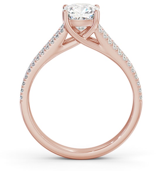 Cushion Diamond Split Band Engagement Ring 18K Rose Gold Solitaire ENCU19_RG_THUMB1 