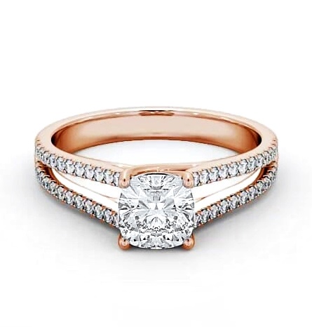 Cushion Diamond Split Band Engagement Ring 18K Rose Gold Solitaire ENCU19_RG_THUMB2 