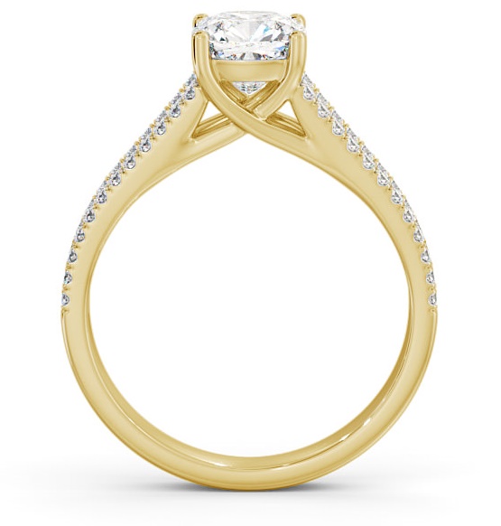 Cushion Diamond Split Band Engagement Ring 18K Yellow Gold Solitaire ENCU19_YG_THUMB1 