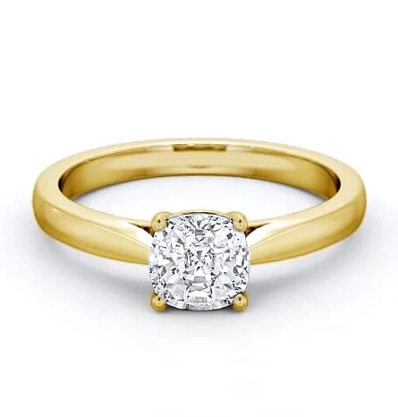 Cushion Diamond Classic Style Ring 18K Yellow Gold Solitaire ENCU1_YG_THUMB2 