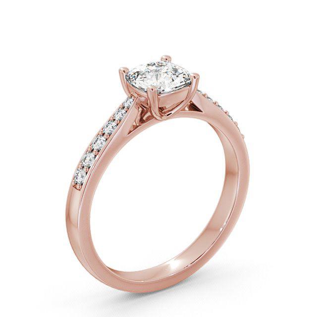 Cushion Diamond Engagement Ring 18K Rose Gold Solitaire With Side Stones - Rhiana ENCU1S_RG_HAND