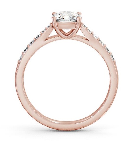 Cushion Diamond Tapered Band Engagement Ring 18K Rose Gold Solitaire with Channel Set Side Stones ENCU1S_RG_THUMB1