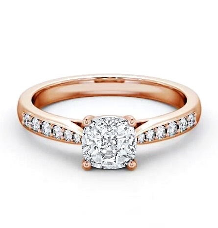 Cushion Diamond Tapered Band Engagement Ring 9K Rose Gold Solitaire ENCU1S_RG_THUMB1