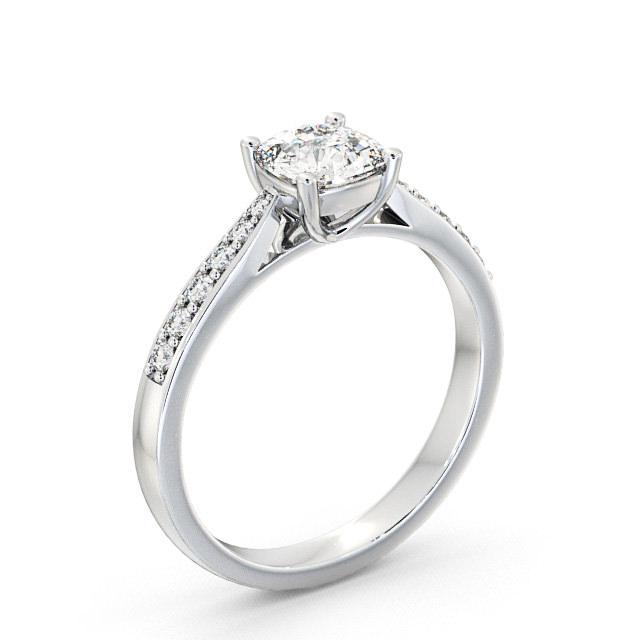 Cushion Diamond Engagement Ring Platinum Solitaire With Side Stones - Rhiana ENCU1S_WG_HAND