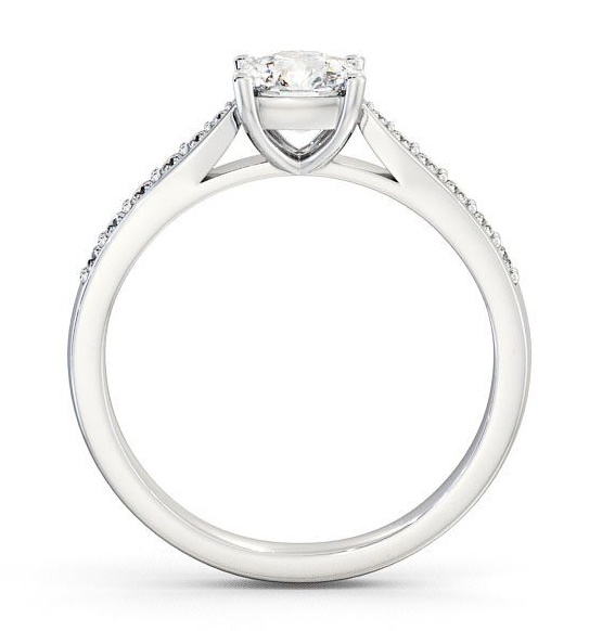 Cushion Diamond Tapered Band Engagement Ring Platinum Solitaire with Channel Set Side Stones ENCU1S_WG_THUMB1