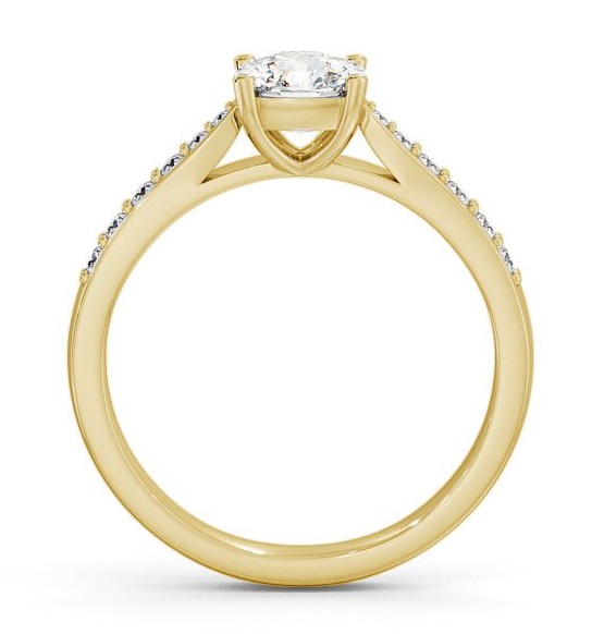 Cushion Diamond Tapered Band Engagement Ring 18K Yellow Gold Solitaire with Channel Set Side Stones ENCU1S_YG_THUMB1