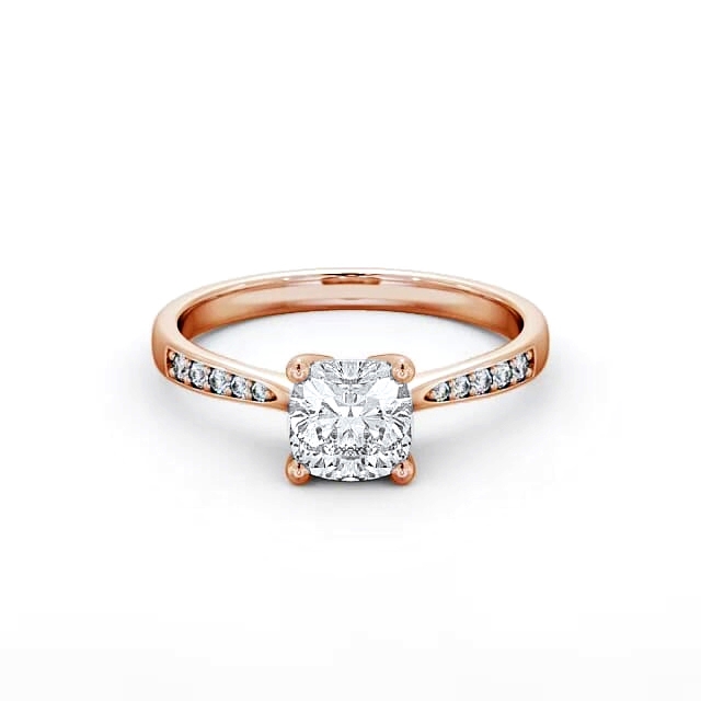 Cushion Diamond Engagement Ring 18K Rose Gold Solitaire With Side Stones - Avelyn ENCU20S_RG_HAND