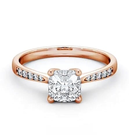 Cushion Diamond Tapered Band Engagement Ring 18K Rose Gold Solitaire ENCU20S_RG_THUMB2 
