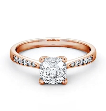 Cushion Diamond Tapered Band Engagement Ring 18K Rose Gold Solitaire ENCU20S_RG_THUMB1