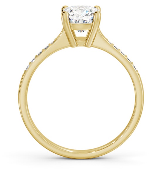 Cushion Diamond Tapered Band Engagement Ring 9K Yellow Gold Solitaire ENCU20S_YG_THUMB1 