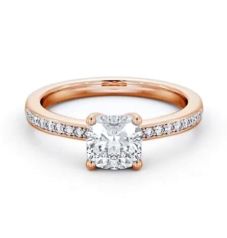 Cushion Diamond 4 Prong Engagement Ring 9K Rose Gold Solitaire ENCU21S_RG_THUMB1