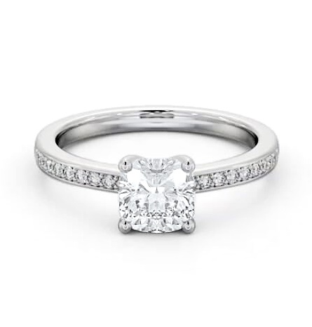 Cushion Diamond 4 Prong Engagement Ring 18K White Gold Solitaire ENCU21S_WG_THUMB1