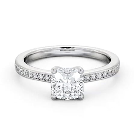 Cushion Diamond 4 Prong Engagement Ring 18K White Gold Solitaire ENCU21S_WG_THUMB2 