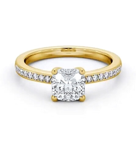 Cushion Diamond 4 Prong Engagement Ring 18K Yellow Gold Solitaire ENCU21S_YG_THUMB2 