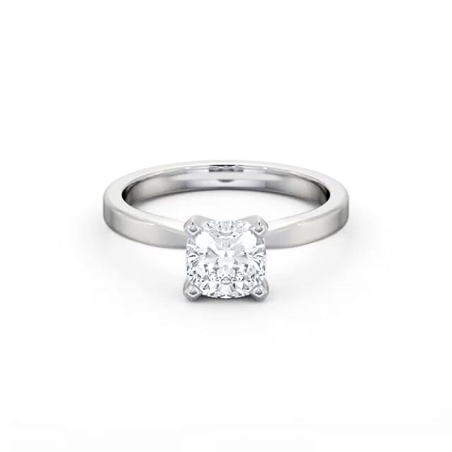 Cushion Diamond Engagement Ring 18K White Gold Solitaire - Janyla ENCU22_WG_HAND