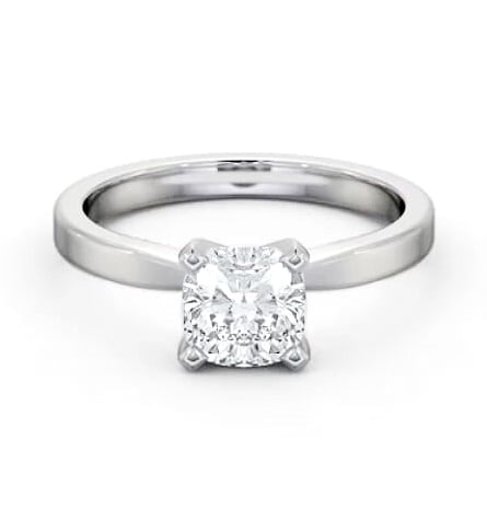 Cushion Diamond Square Prongs Engagement Ring 18K White Gold Solitaire ENCU22_WG_THUMB2 