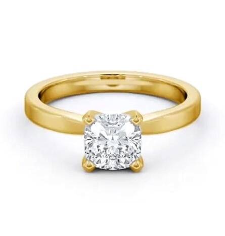 Cushion Diamond Square Prongs Ring 18K Yellow Gold Solitaire ENCU22_YG_THUMB1